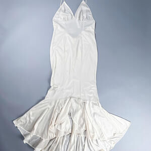 Vintage 60's Nylon Nude Dress Slip with Ruffled Mermaid Hem